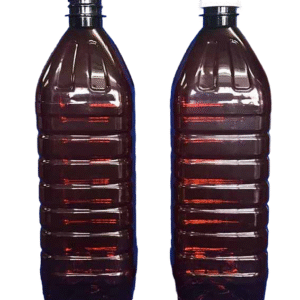 Botella PET 1 Lt Cuadrada con Rayas Ámbar